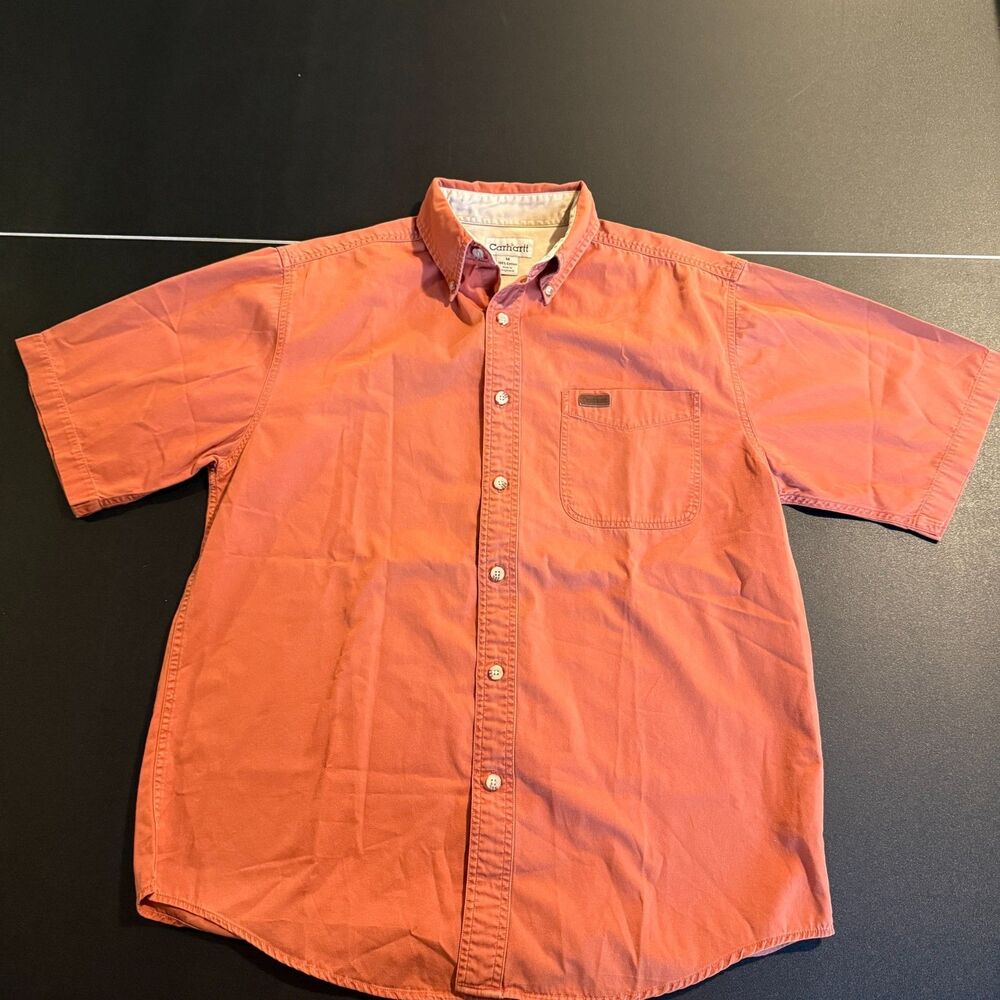 Carhartt Men's Short Sleeve Button Down Work Shirt - Orange - Size M